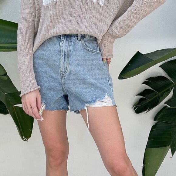 Show Me Your MuMu Tuscon High Rise Distressed Jean Shorts Size 24 NWT - Picture 5 of 13